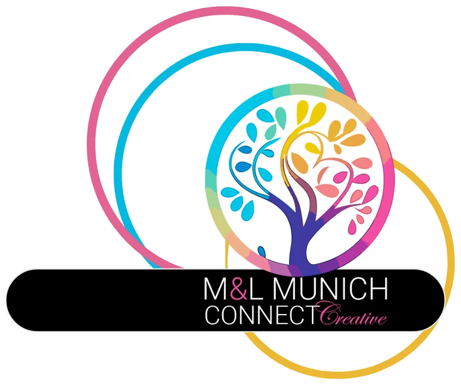 Präsentation des M&L MunichConnect Creative Logos mit dem bunten Baum