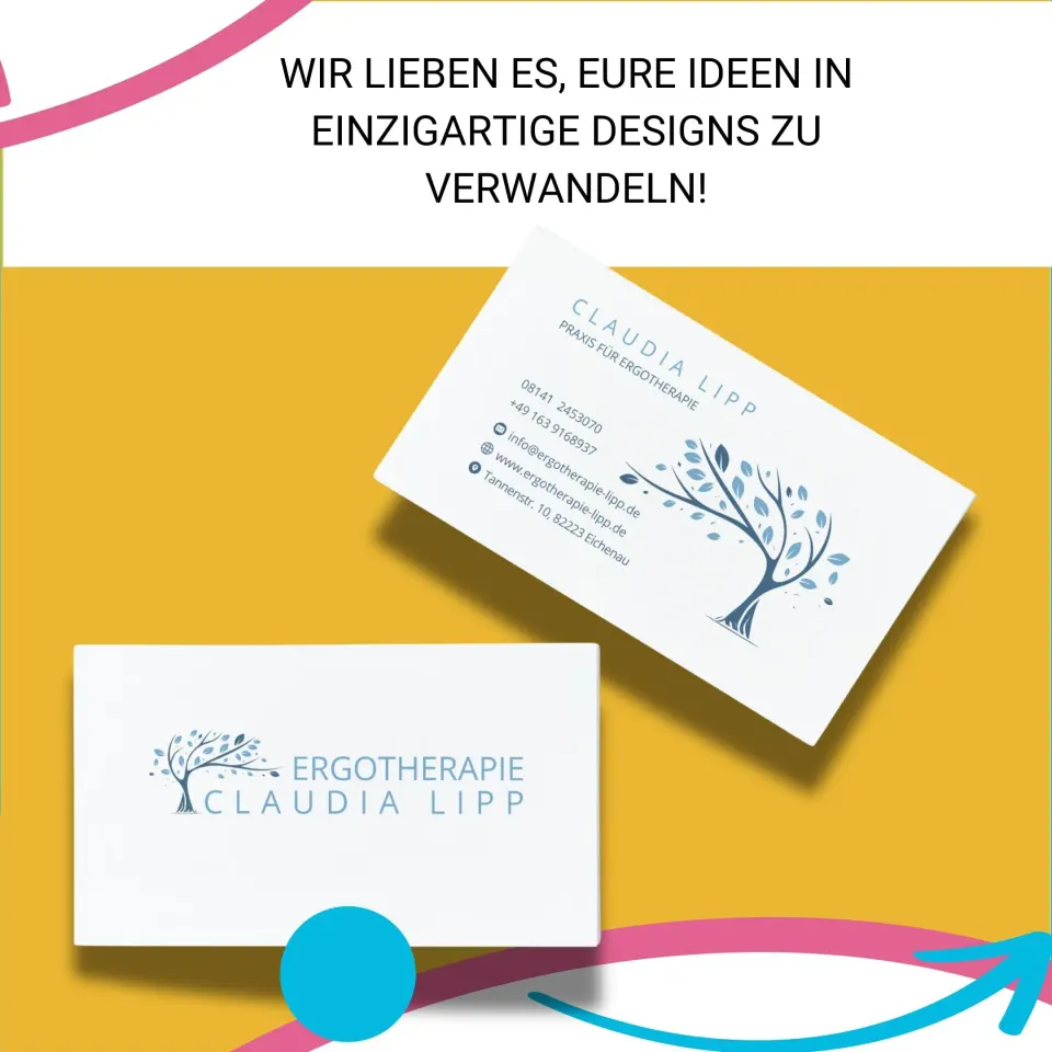 Visitenkarten mit dem Logo der Ergotherapie Claudia Lipp