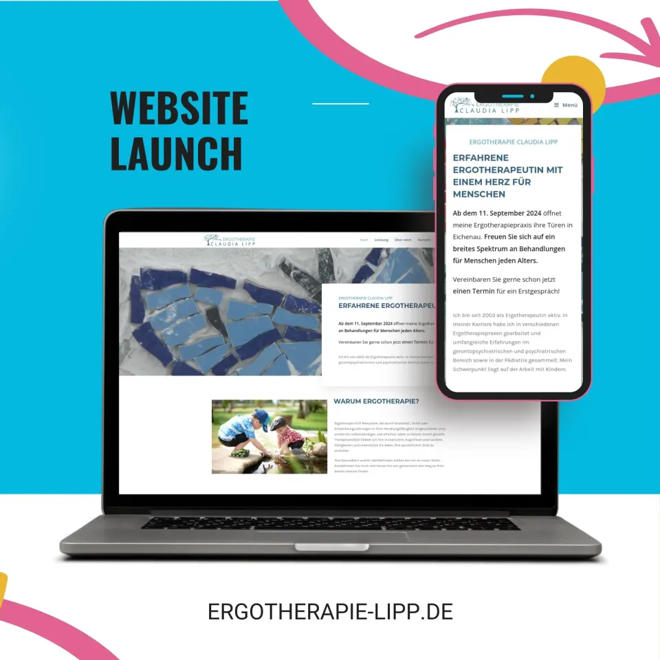 Website der Ergotherapie Claudia Lipp auf Laptop und Smartphone