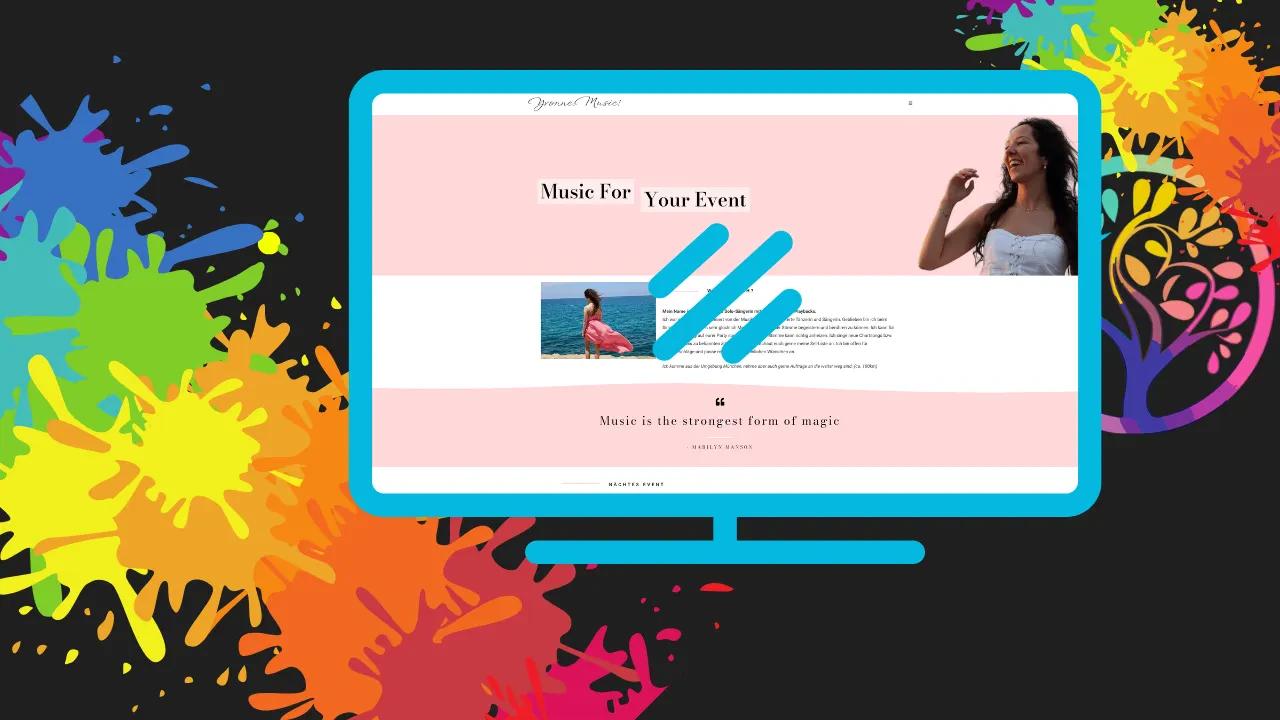 Website von Yvonne Music auf einem Monitor